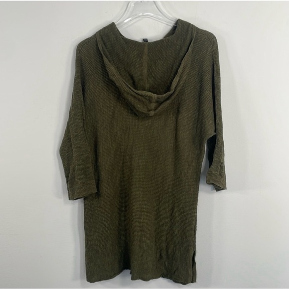 Eileen Fisher Olive Organic Linen/Cotton Blend Hooded Tunic Sweater Sz L - Picture 5 of 7